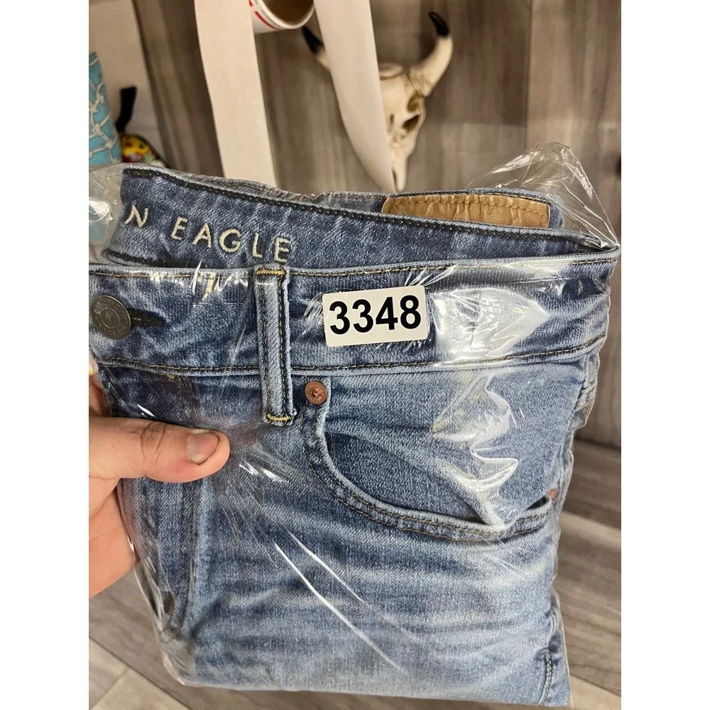 American‎ Eagle Original Straight Jeans Mens 34x32 Blue Airflex+ Denim 3348